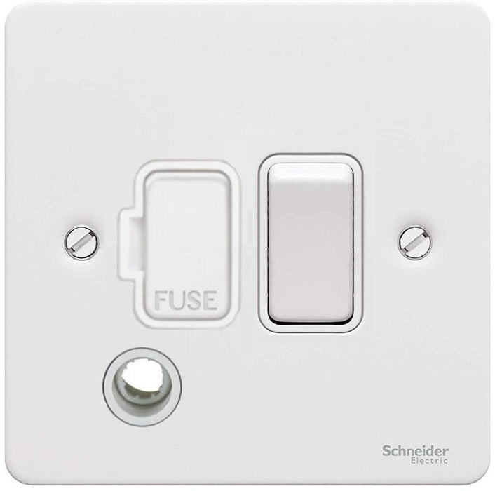 Schneider Ultimate Flat Plate White Metal 13A DP Switched Spur with Flex GU5213WPW