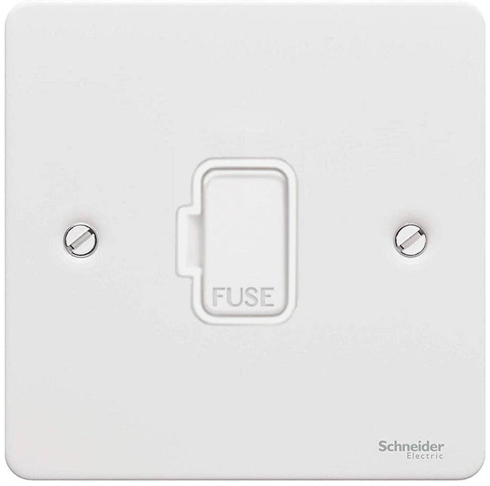 Schneider Ultimate Flat Plate White Metal 13A Unswitched Spur GU5200WPW
