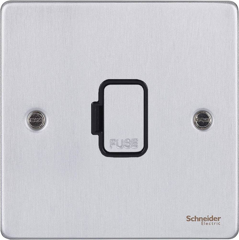 Schneider Ultimate Low Profile Brushed Chrome 13A Unswitched Spur