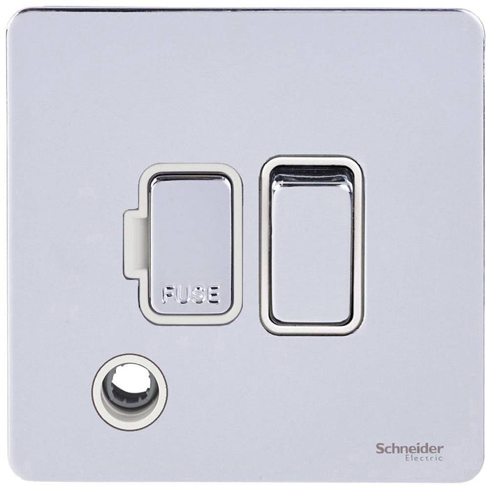 Schneider Ultimate Screwless Polished Chrome 13A Switched Spur with Flex GU5413WPC