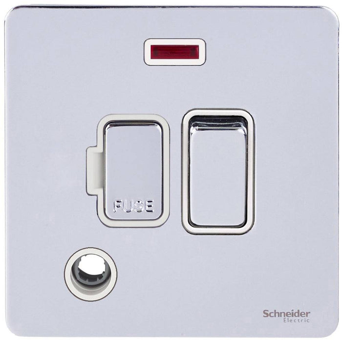 Schneider Ultimate Screwless Polished Chrome 13A Switched Spur with Flex GU5414WPC