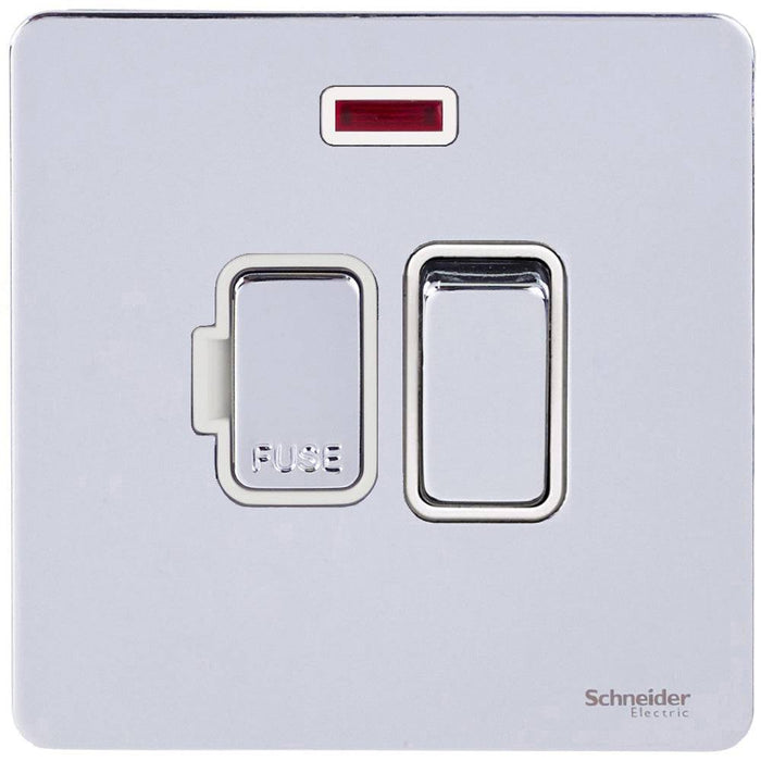 Schneider Ultimate Screwless Polished Chrome 13A Switched Spur with Neon GU5411WPC