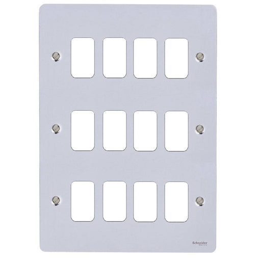 Schneider Ultimate Flat Plate Polished Chrome 12G Grid Plate GUG12GMSAvailable from RS Electrical Supplies