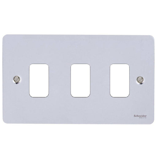 Schneider Ultimate Flat Plate Polished Chrome 3G Grid Plate GUG03GMSAvailable from RS Electrical Supplies