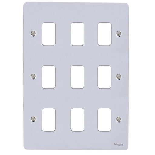 Schneider Ultimate Flat Plate Polished Chrome 9G Grid Plate GUG09GMSAvailable from RS Electrical Supplies
