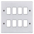 Schneider Ultimate Low Profile Brushed Chrome 8G Grid Plate GUGL08BCAvailable from RS Electrical 