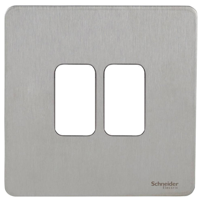 Schneider Ultimate Screwless Stainless Steel 2G Grid Plate GUGS02GSS