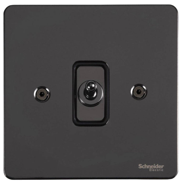 Schneider Ultimate Flat Plate Black Nickel 1G Intermediate Toggle Switch GU1214TBBN