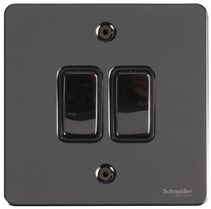Schneider Ultimate Flat Plate Black Nickel 2G Intermediate Switch GU12214BBN
