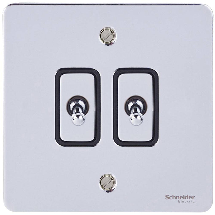 Schneider Ultimate Flat Plate Polished Chrome 2G Intermediate Toggle Switch GU12214TBPC