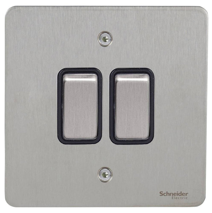 Schneider Ultimate Flat Plate Stainless Steel 2G Intermediate Switch GU12214BSS