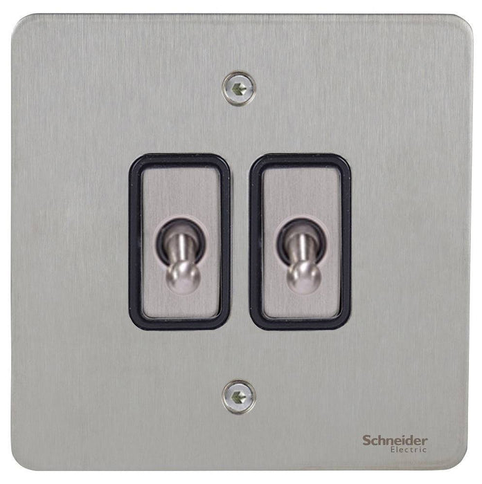 Schneider Ultimate Flat Plate Stainless Steel 2G Intermediate Toggle Switch GU12214TBSS