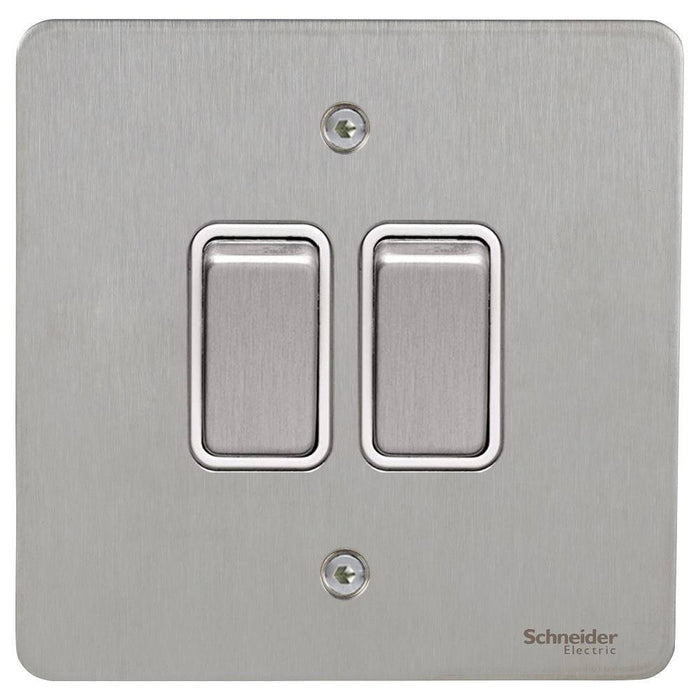 Schneider Ultimate Flat Plate Stainless Steel 2W & Intermediate Switch GU121214WSS