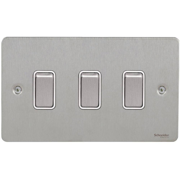 Schneider Ultimate Flat Plate Stainless Steel 3G Double 2W & INT Switch GU1232114WSS