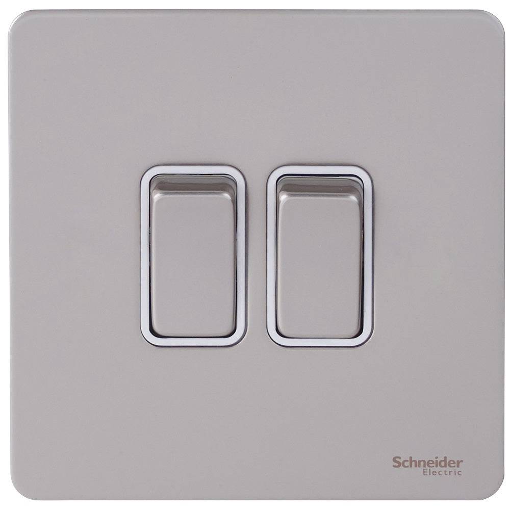 Schneider Ultimate Screwless Pearl Nickel 2W & Intermediate Switch