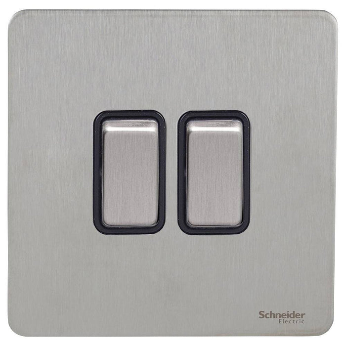 Schneider Ultimate Screwless Stainless Steel 2G Intermediate Switch GU14214BSS