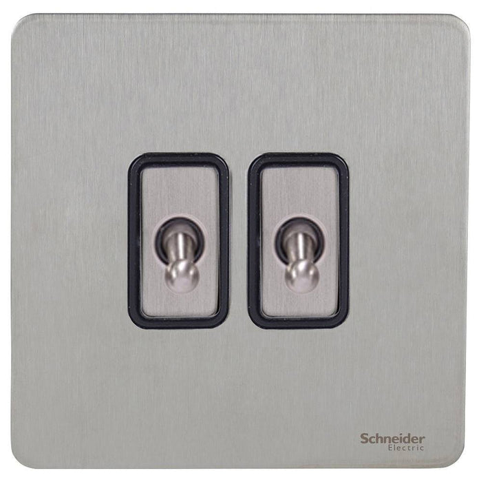 Schneider Ultimate Screwless Stainless Steel 2G Intermediate Toggle Switch GU14214TBSS