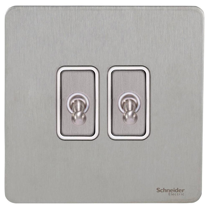 Schneider Ultimate Screwless Stainless Steel 2G Intermediate Toggle Switch GU14214TWSS