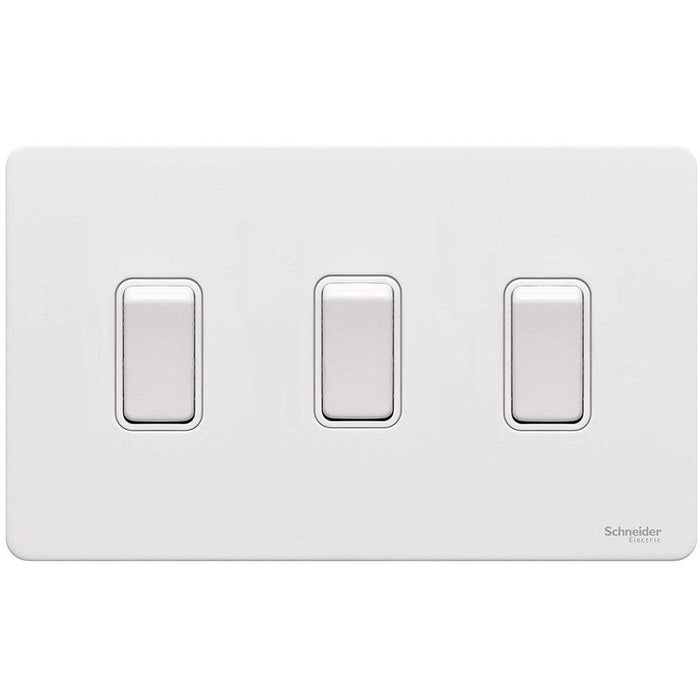 Schneider Ultimate Screwless White Metal 3G 2W & Intermediate GU1432214WPW Available from RS Electrical Supplies