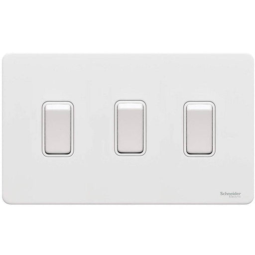 Schneider Ultimate Screwless White Metal 3G Intermediate Switch GU14314WPW Available from RS Electrical Supplies