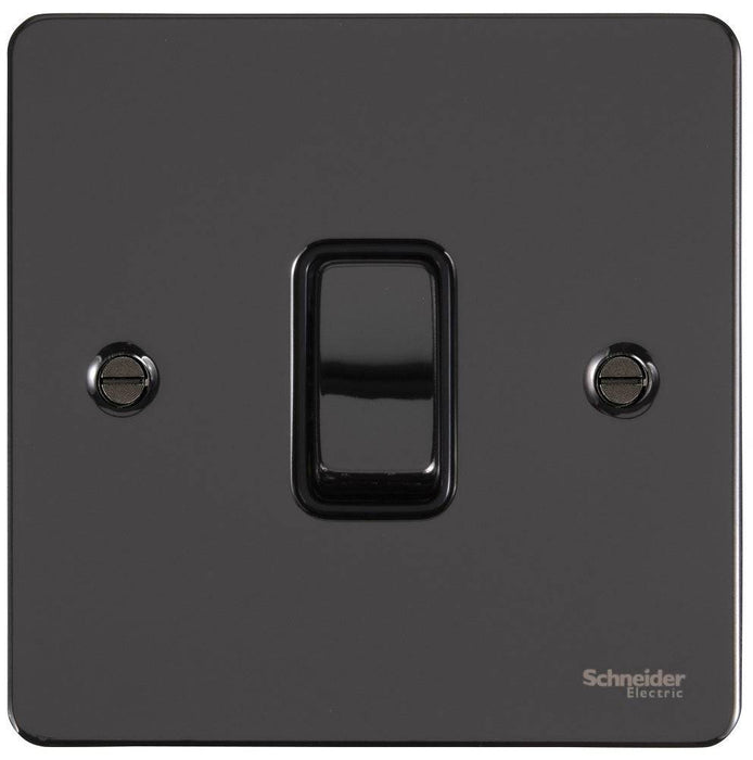 Schneider Ultimate Flat Plate Black Nickel 1G 2W Light Switch GU1212BBN