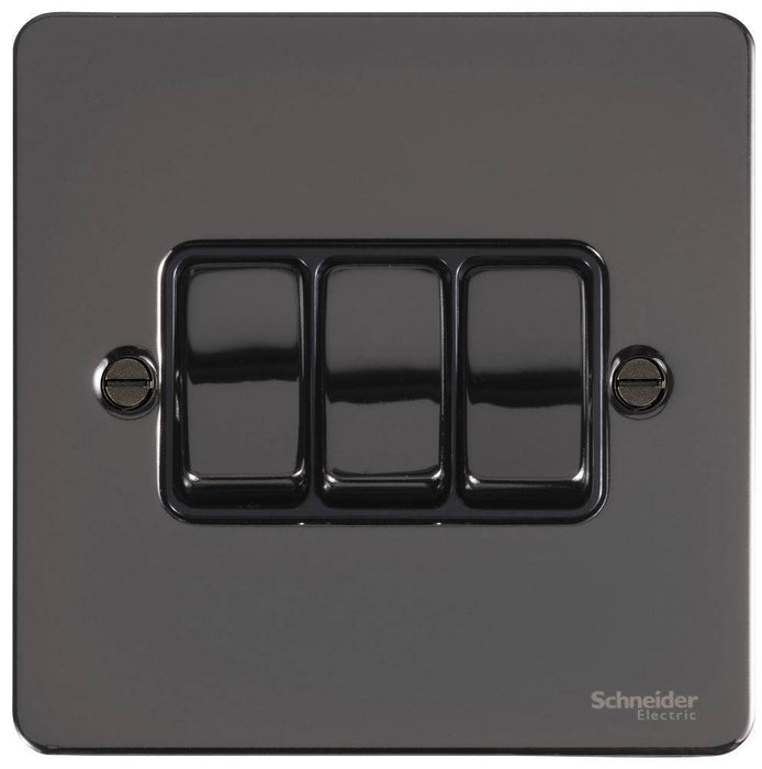Schneider Ultimate Flat Plate Black Nickel 3G 2W Light Switch GU1232BBN