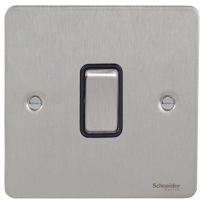 Schneider Ultimate Flat Plate Stainless Steel 1G 2W Light Switch GU1212BSS