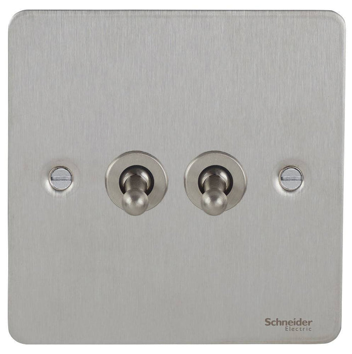 Schneider Ultimate Flat Plate Stainless Steel 2G Toggle Switch GU1222TSS