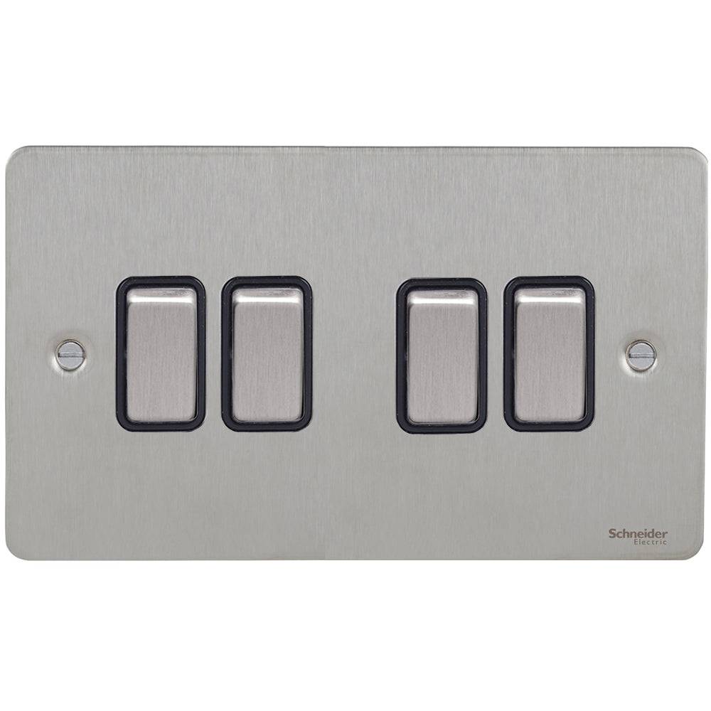 Schneider Ultimate Flat Plate Stainless Steel 4G 2W Light Switch