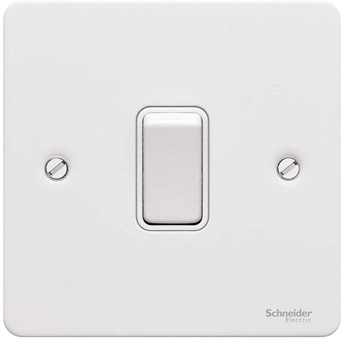 Schneider Ultimate Flat Plate White Metal 1G 2W Light Switch GU1212WPW