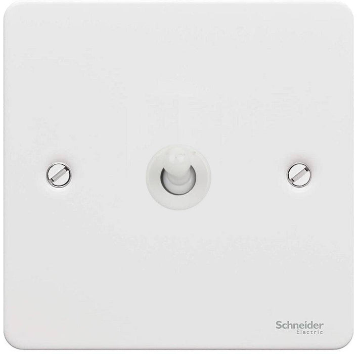 Schneider Ultimate Flat Plate White Metal 1G Toggle Switch GU1212TPW