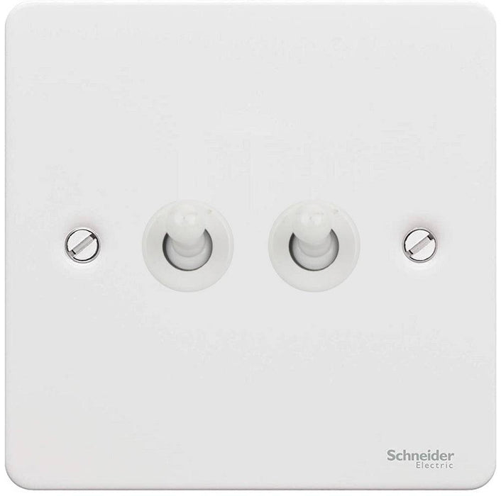 Schneider Ultimate Flat Plate White Metal 2G Toggle Switch GU1222TPW