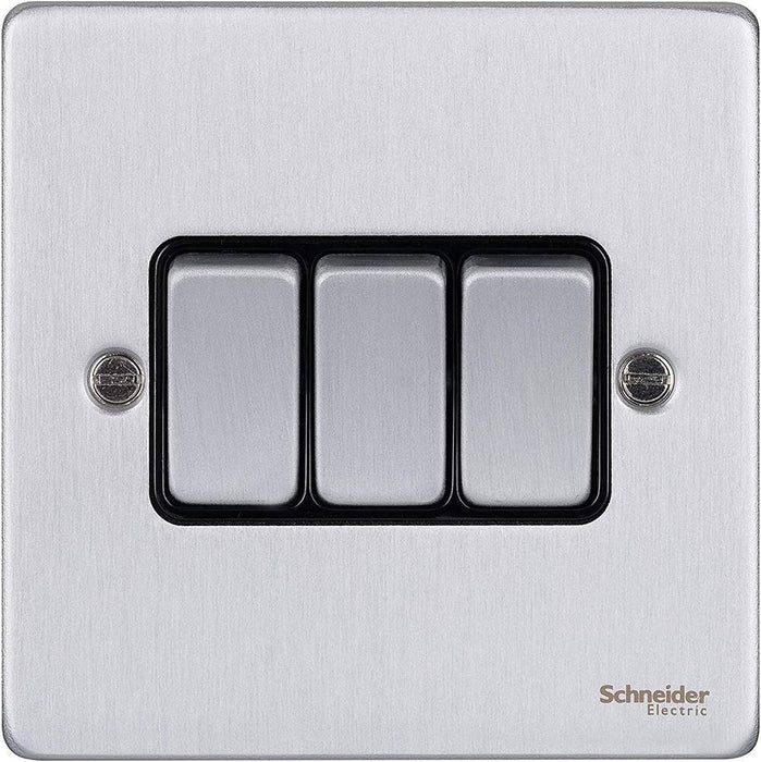 Schneider Ultimate Low Profile Brushed Chrome 3G 2W Light Switch GU1532BBC