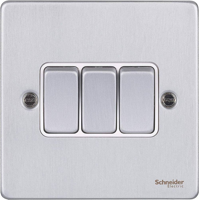 Schneider Ultimate Low Profile Brushed Chrome 3G 2W Light Switch GU1532WBC
