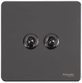 Schneider Ultimate Screwless Black Nickel 2G Toggle Switch GU1422TBN