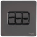 Schneider Ultimate Screwless Black Nickel 3G 2W Light Switch GU1432BBN