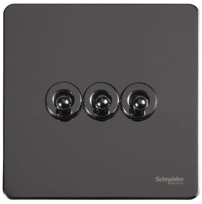 Schneider Ultimate Screwless Black Nickel 3G Toggle Switch GU1432TBN