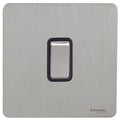 Schneider Ultimate Screwless Stainless Steel 1G 2W Light Switch GU1412BSSAvailable from RS Electrical 