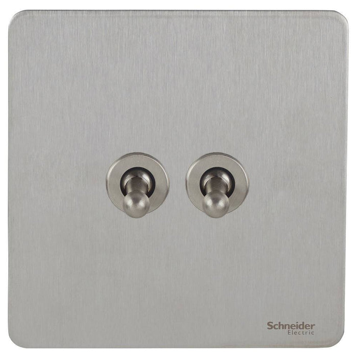 Schneider Ultimate Screwless Stainless Steel 2G Toggle Switch GU1422TSS