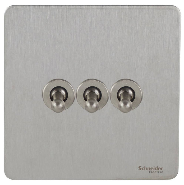 Schneider Ultimate Screwless Stainless Steel 3G Toggle Switch GU1432TSS