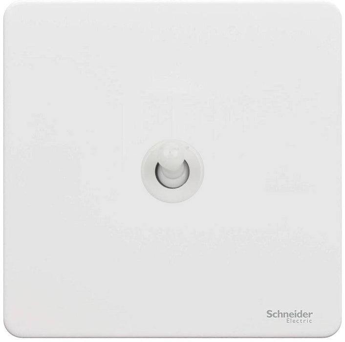 Schneider Ultimate Screwless White Metal 1G Toggle Switch GU1412TPW Available from RS Electrical Supplies