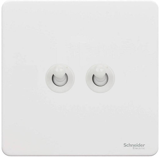 Schneider Ultimate Screwless White Metal 2G Toggle Switch GU1422TPW Available from RS Electrical Supplies