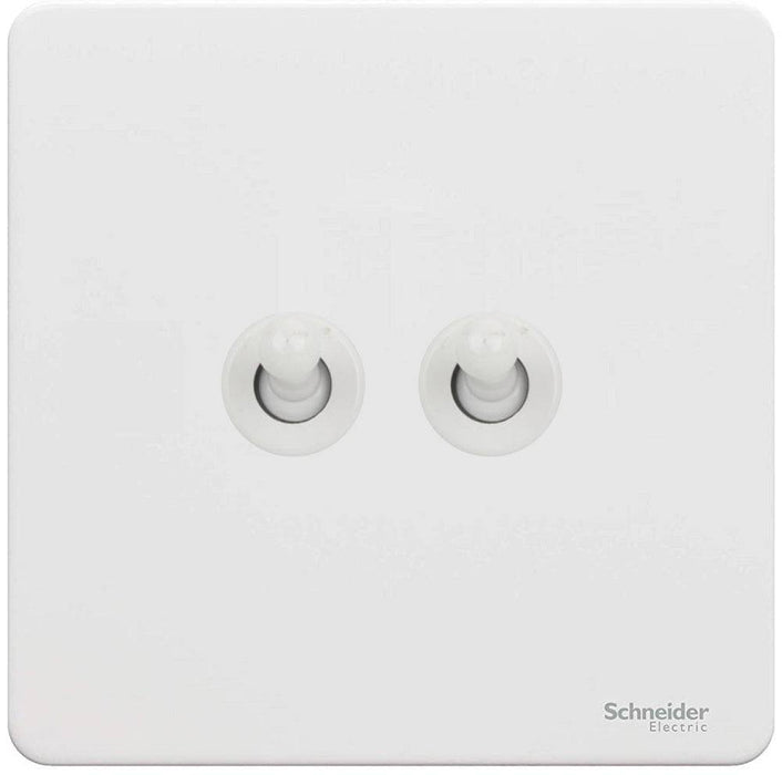 Schneider Ultimate Screwless White Metal 2G Toggle Switch GU1422TPW Available from RS Electrical Supplies