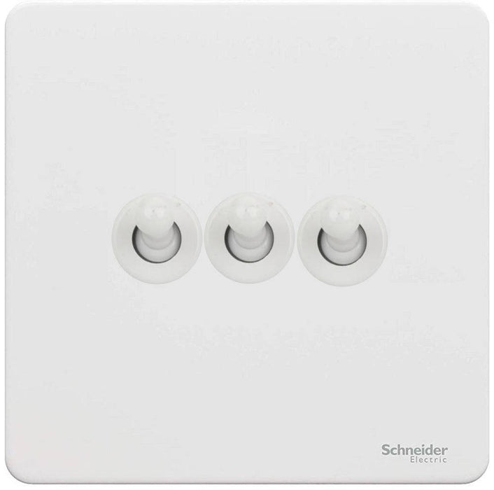 Schneider Ultimate Screwless White Metal 3G Toggle Switch GU1432TPW