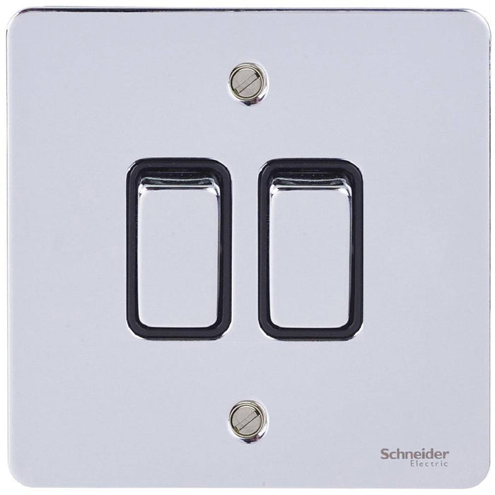 Schneider Ultimate Flat Plate Polished Chrome 2G Retractive Switch GU1222RBPC