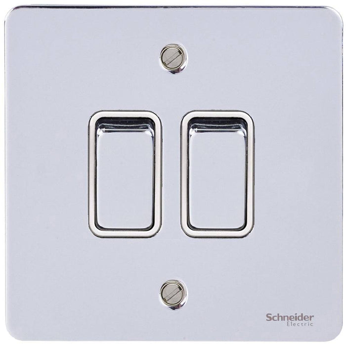 Schneider Ultimate Flat Plate Polished Chrome 2G Retractive Switch GU1222RWPC