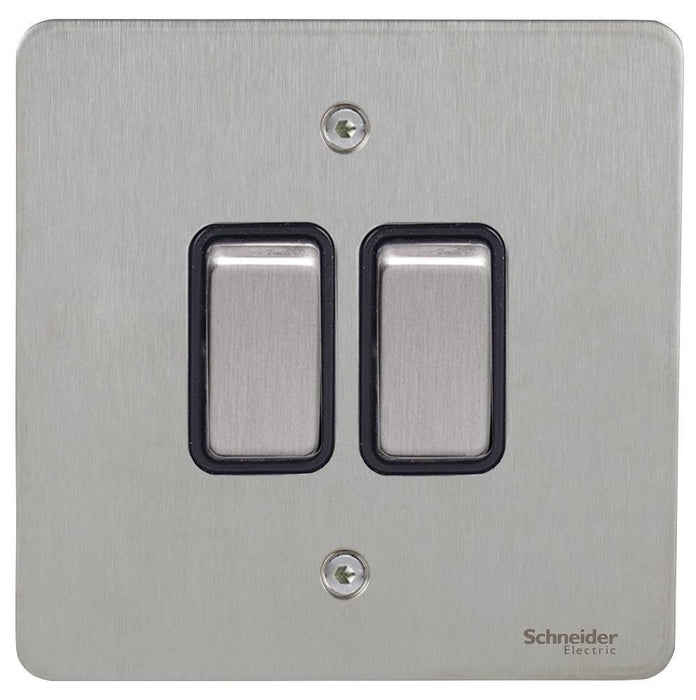 Schneider Ultimate Flat Plate Stainless Steel 2G Retractive Switch GU1222RBSS