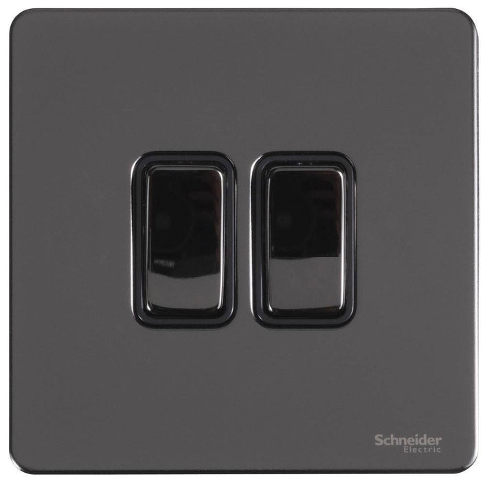 Schneider Ultimate Screwless Black Nickel 2G Retractive Switch GU1422RBBN