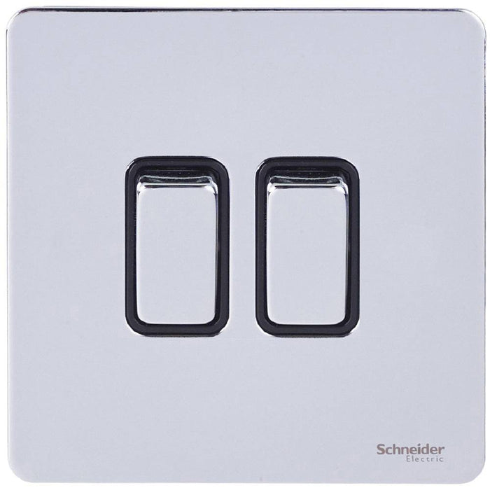 Schneider Ultimate Screwless Polished Chrome 2G Retractive Switch GU1422RBPC
