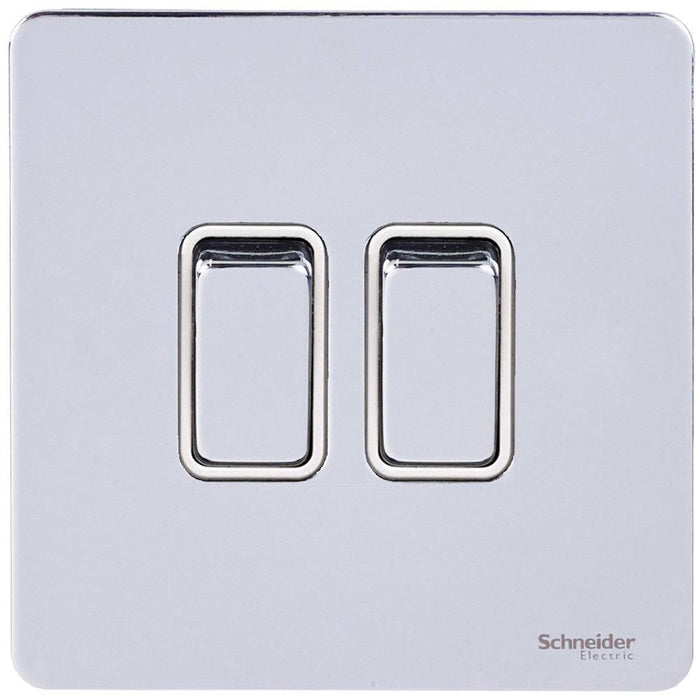 Schneider Ultimate Screwless Polished Chrome 2G Retractive Switch GU1422RWPC